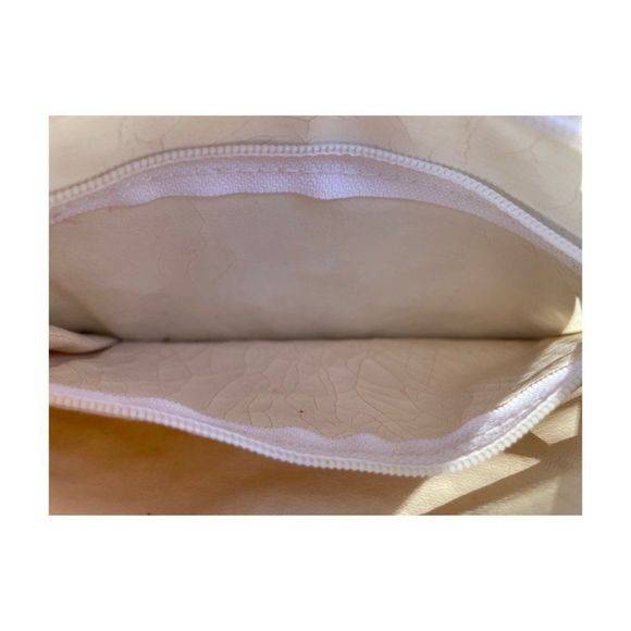 Vintage 80s Chain Mail Bag Crossbody Clutch Inverted Triangle Gold White - Picture 9 of 14